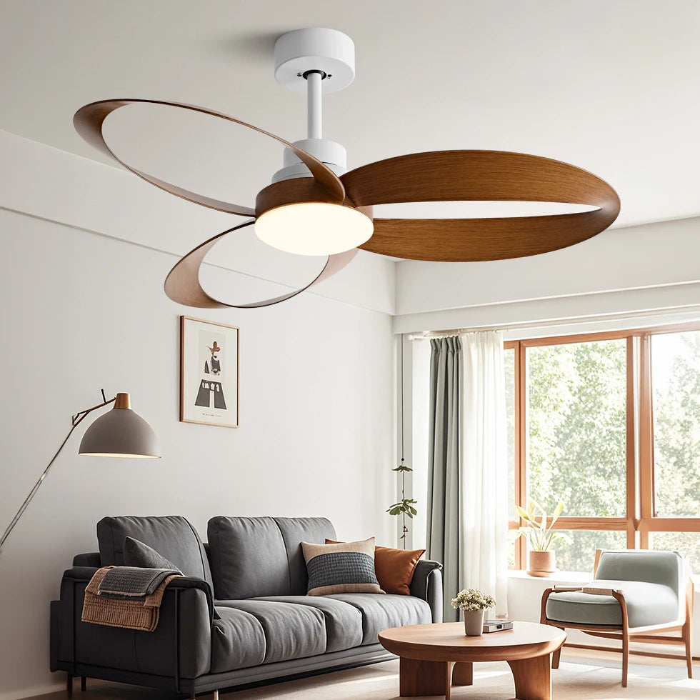 ventilateur moderne 42 52 pouces noir bois lampe intégrée télécommande led certifications vde ul