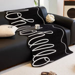 tapis noir blanc moderne tissage polyestère couverture salon ondulations abstrait minimaliste machine