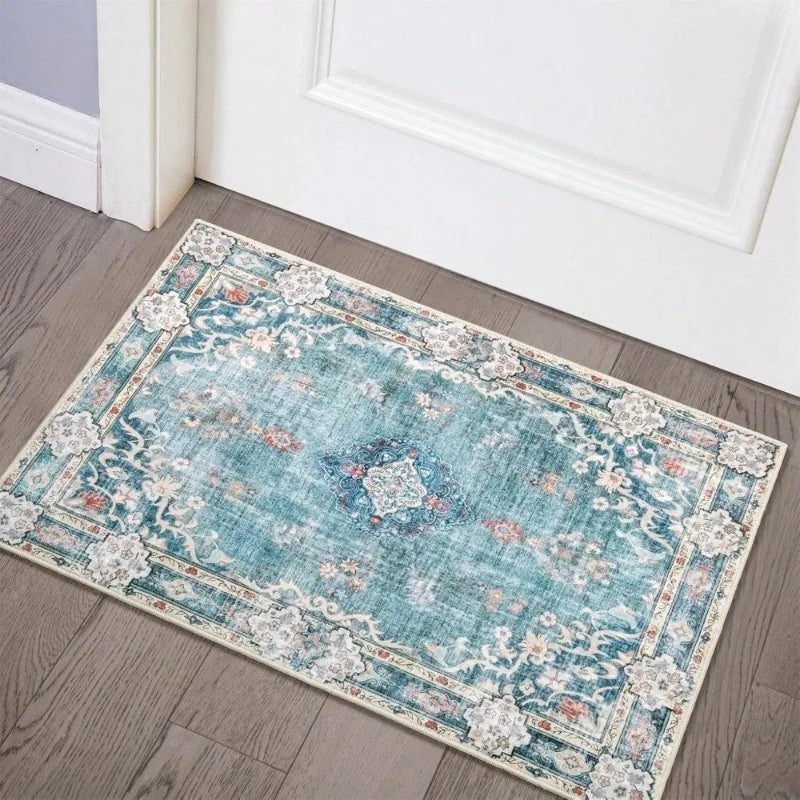 tapis sol vintage motif floral antidérapant lavable cuisine entrée salon chambre décoration maison