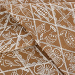 tissu brodé traditionnel géométrique floral résistant coton bleu foncé marron blanc totalément opaque artisanal