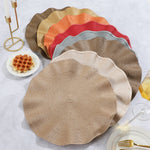 placemats ronds tissu rayures concentriques moderne rose doré rouge gris beige orange festive