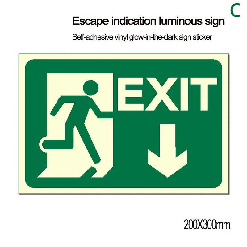 panneau sortie lumineux vert blanc silhouettes flèches moderne sécurité évacuation