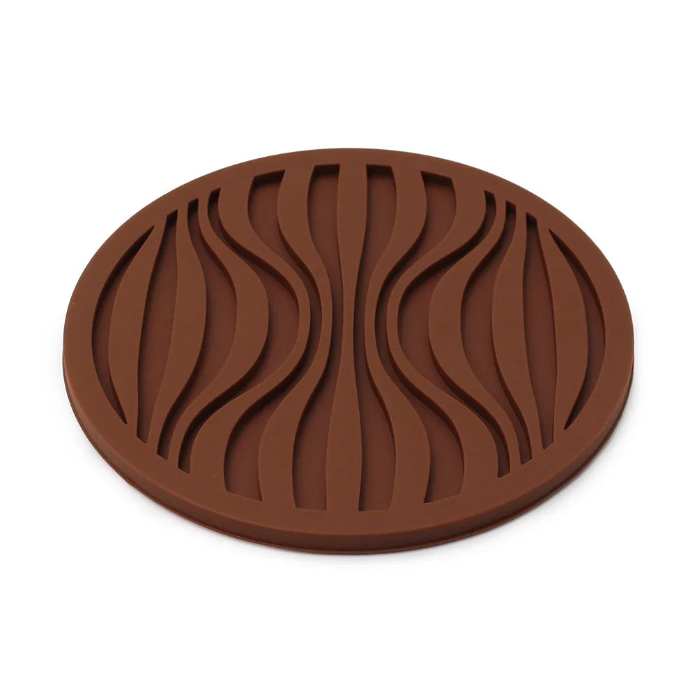 sous verres ronds silicone noir bleu vert marron rouge rayures ondulées moderne respectueux environnement