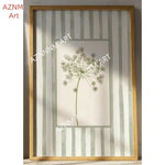 affiche encadrée minimaliste naturel fleurs vertes rayures verticales toile 40x50cm 30x40cm 20x30cm