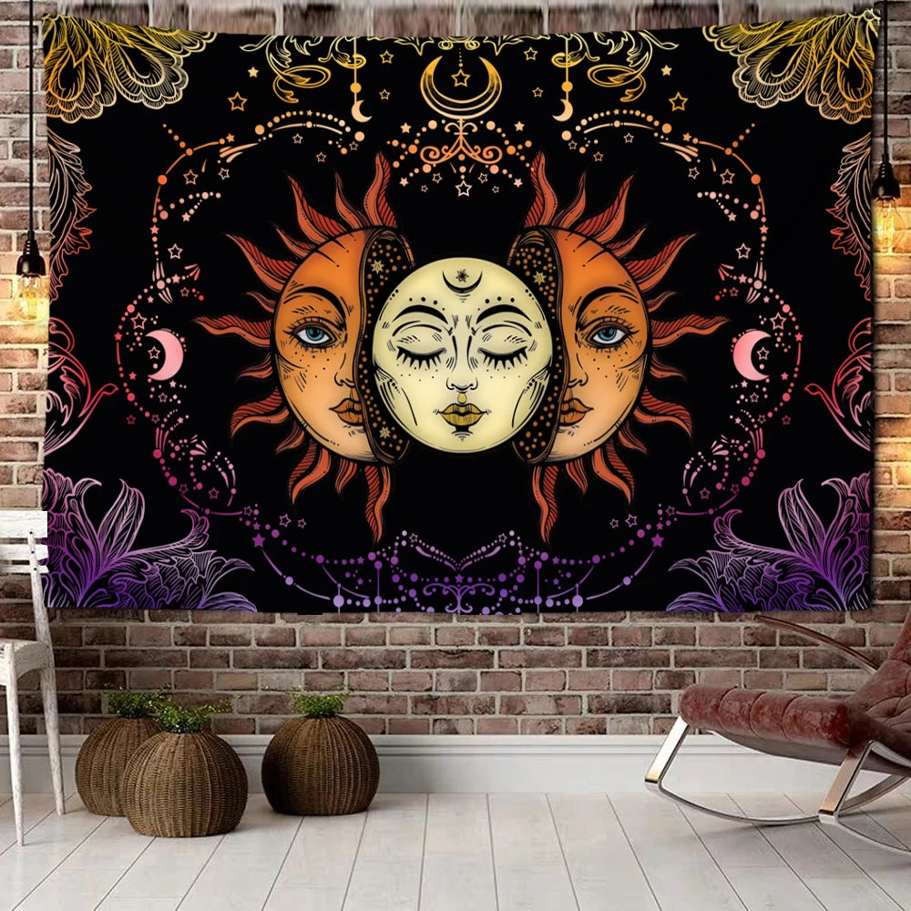 Tapisserie murale tarot astrologie jaune