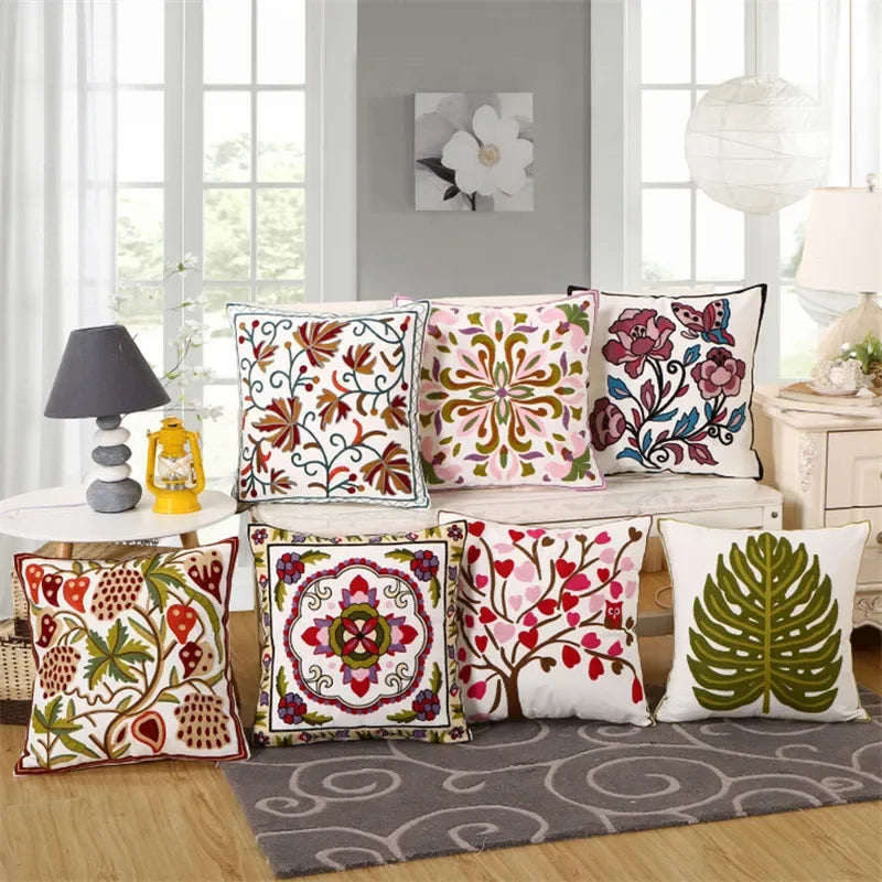housse coussin coton ethnique boho chic motifs floraux mandala voiture