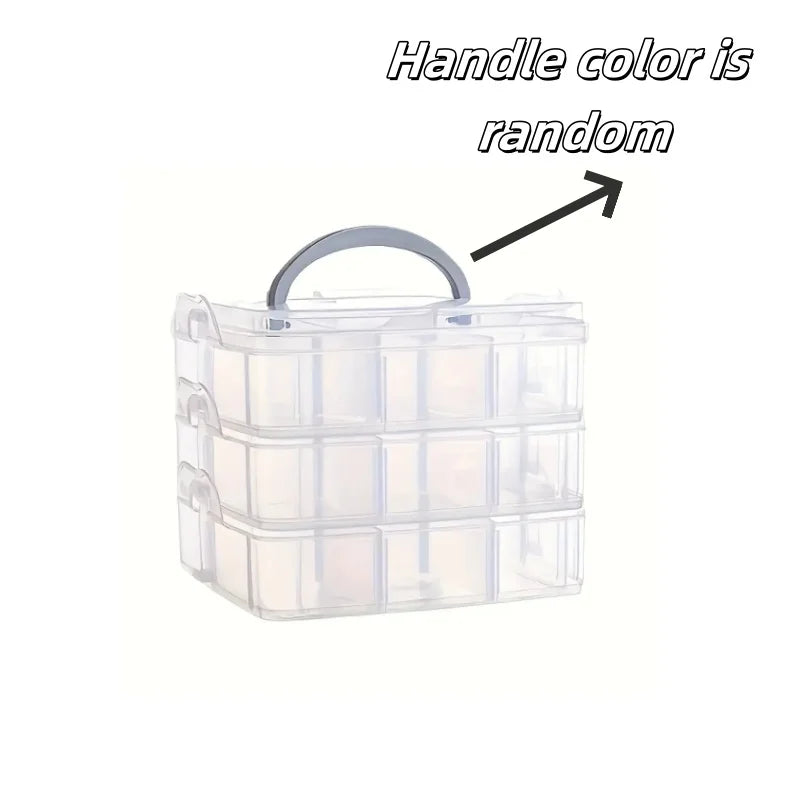 boîte rangement bijoux transparente pratique moderne poignée réutilisable compartiments plastique
