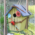 nichoirs oiseaux motifs floraux abeille coccinelle couleurs vives cordelette jardin balcon pastorale