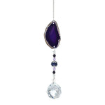 pendentif solaire agate naturelle colorées boule cristal bohème violet orange vert bleu beige
