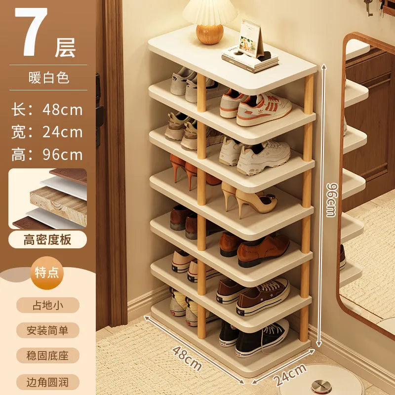 étagère chaussures moderne métal texture bois clair organisateur minimaliste gain place maison