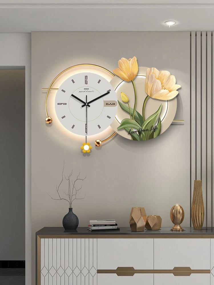 Horloge murale minimaliste circulaire en blanc pour salon