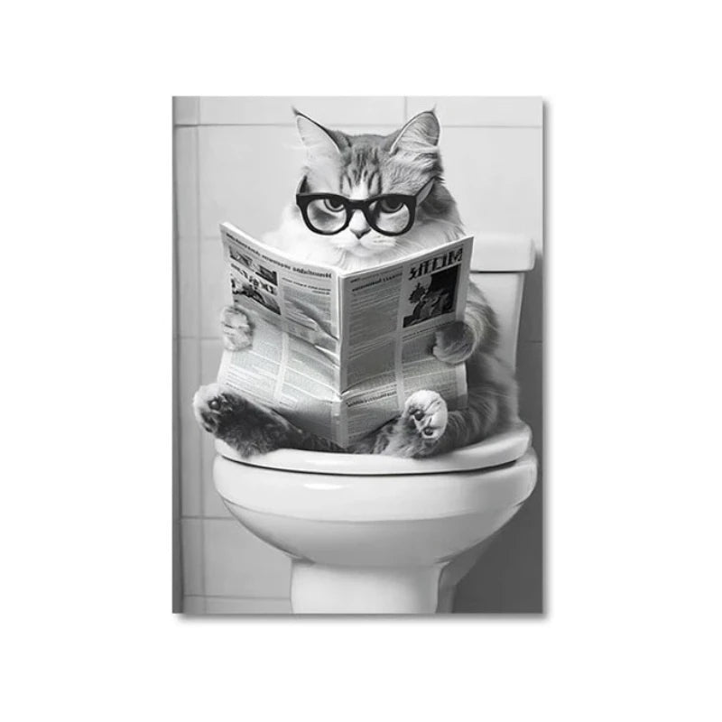 affiche moderne toile imprimée chats humoristiques salle bains toilettes décoration mur sans cadre