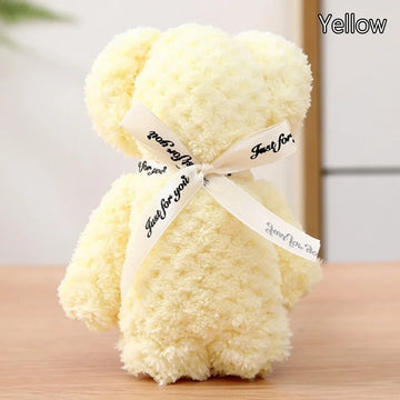 serviette ours peluche fourrure douce marron rouge blanc rose bleu clair beige jaune clair