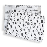 serviettes coton noir blanc moderne numéros lettres coeurs plumes phrases