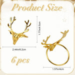 boucles serviette or imprimé floral doré classique 6pcs métal alliage aluminium festive table decoration