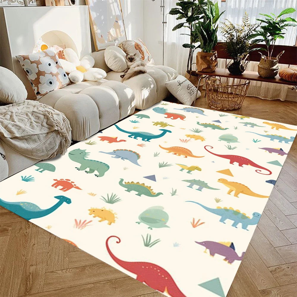 tapis sol enfant dinosaure motif animaux décoration chambre salon moderne doux polyester coloré