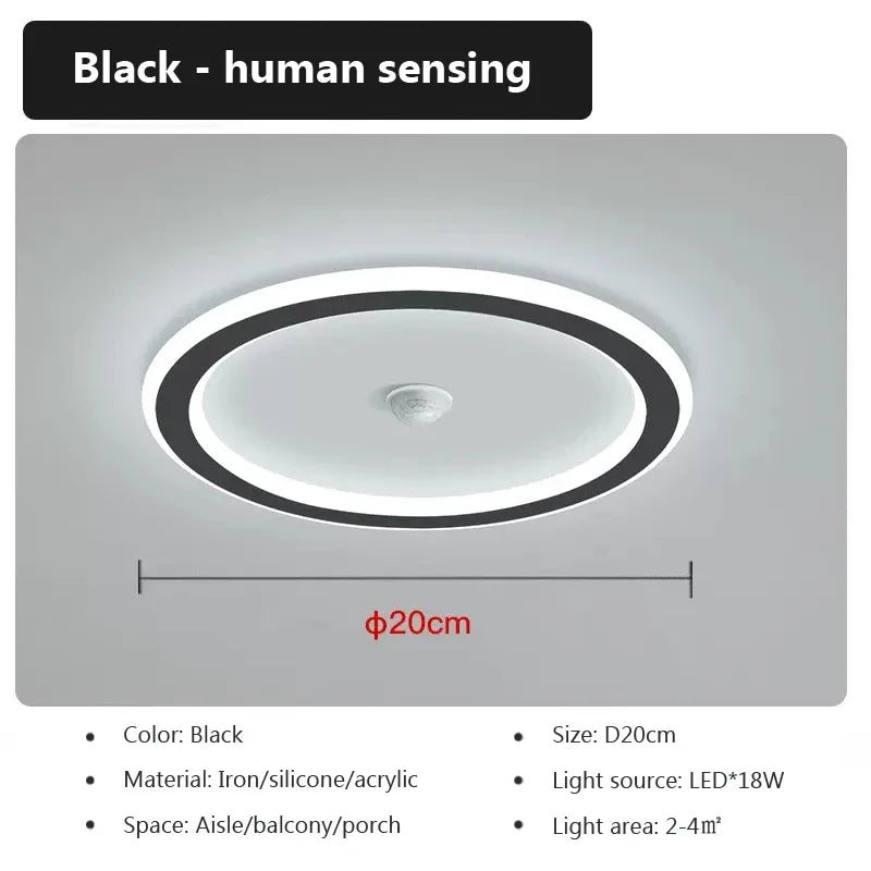 plafonniers led capteur mouvement blanc noir minimaliste moderne 20x20cm 249 2000lm