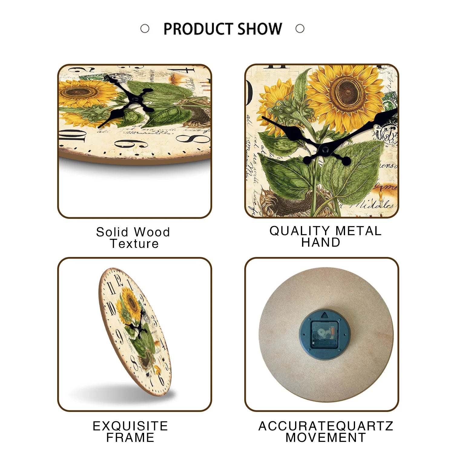 Horloge bois naturelle sans tic-tac