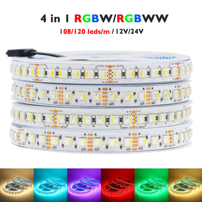 ruban led flexible rgbww 12v 24v 60leds 108leds 120leds adhésif moderne