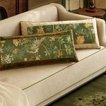 coussin carré velours floral oiseau vert beige traditionnel décor maison lit sofa nouvelle collection