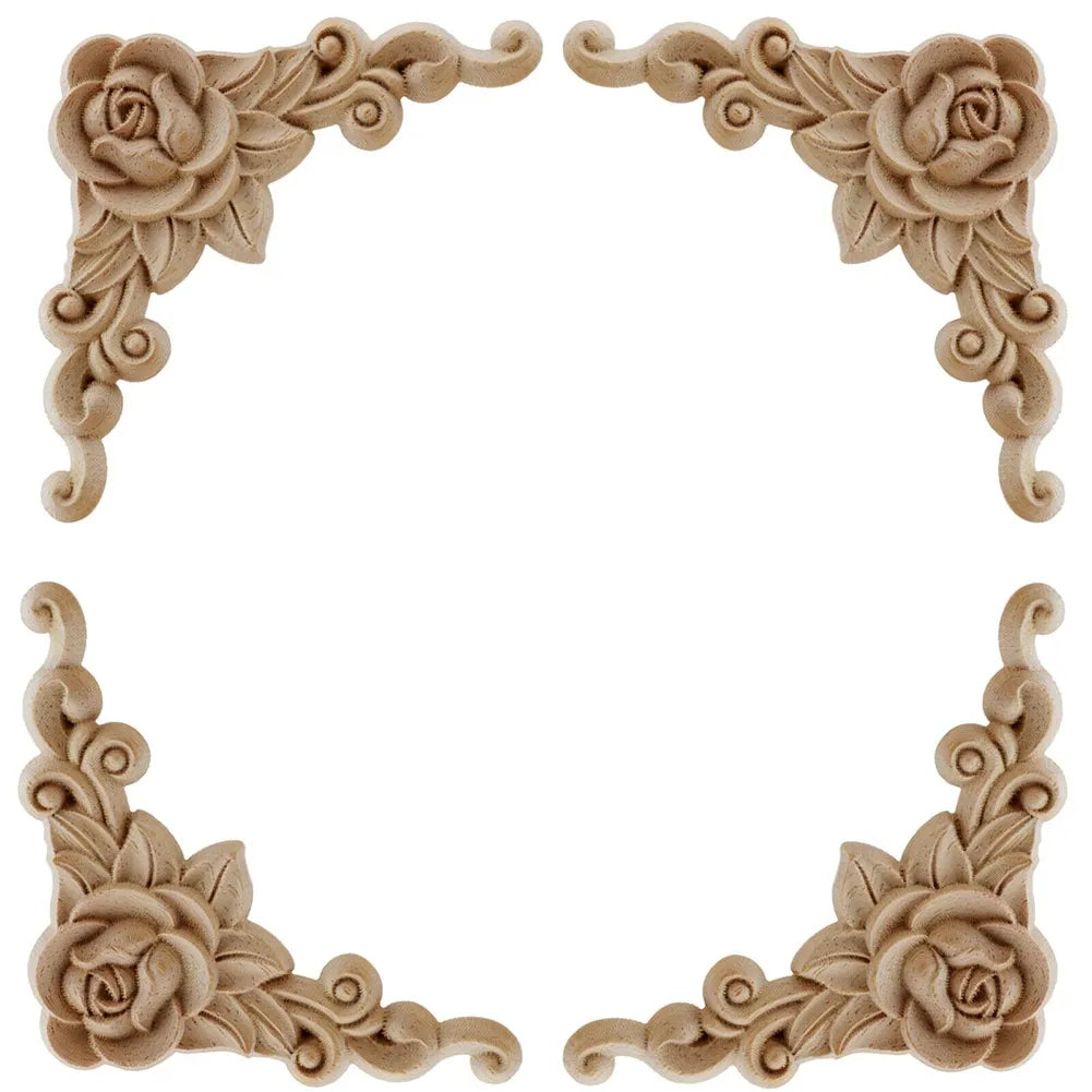 applique murale bois rose figurines baroque décorative feuilles sculptées floral