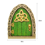 décoration jardin porte miniature bois mascotte bleu rose vert marron fantaisie rustique