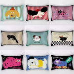 taies d'oreiller kawaii rayées chats chiens moderne enfants chambre decoration maison 30x50cm 40x60cm 50x70cm