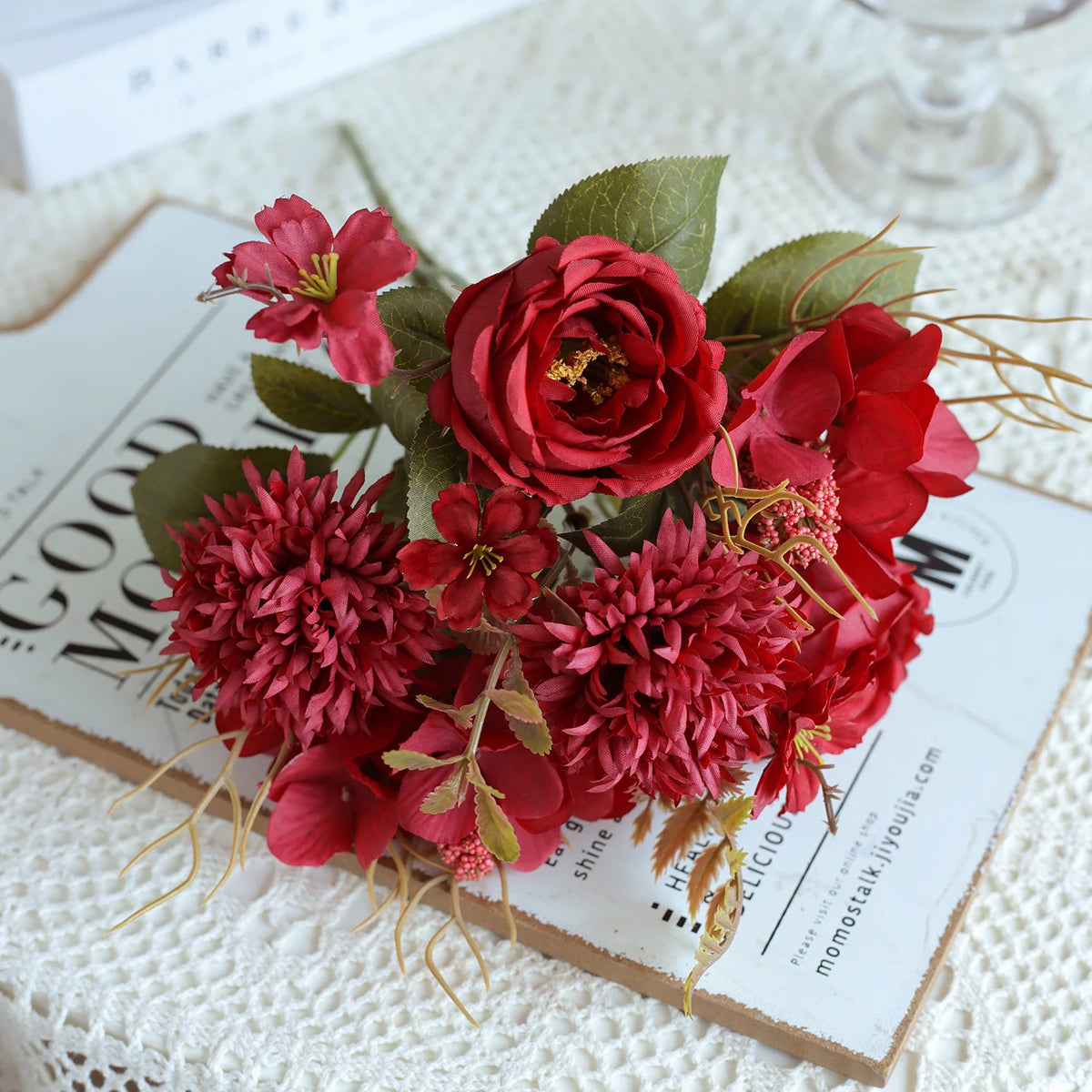 bouquet fleurs artificielles soie rose blanc mariage décoration intérieure classique anniversaire baby shower