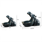 figurine hippopotame résine bleu foncé décoration table contemporaine animalier téléphone rehausseur