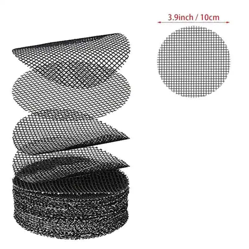 filtre graines noir maille fine pratique adhésif 10x10cm 7.5x7.5cm drainage plantes pots jardinerie
