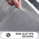 tapis bain doux absorbant gris clair rayures moderne non slip microfibre 40cm 60cm