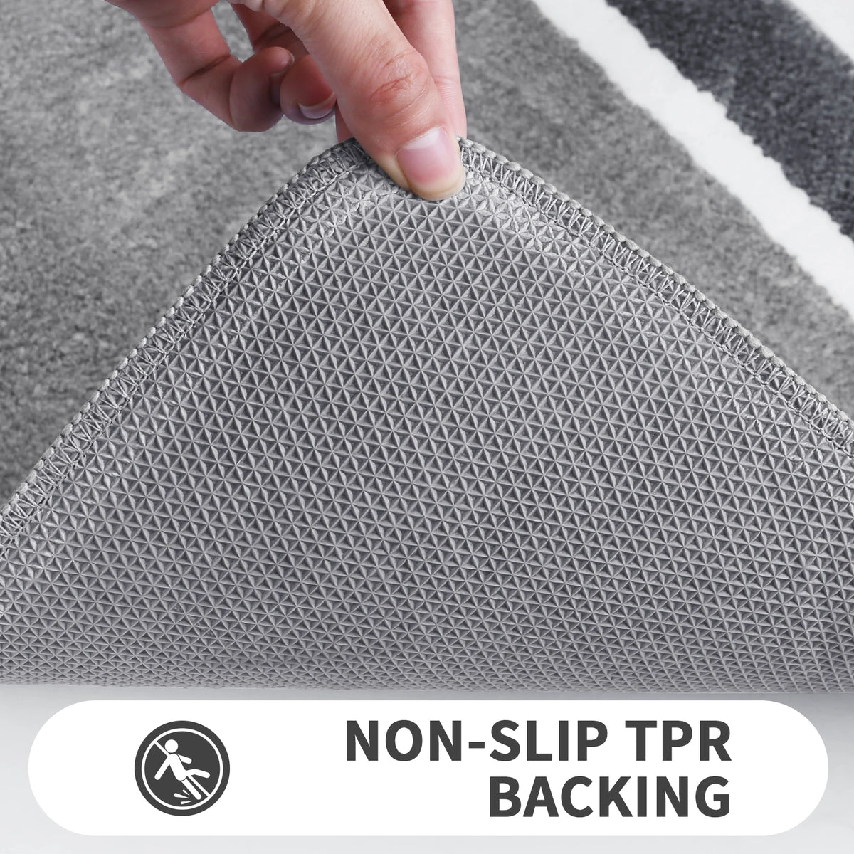 tapis bain doux absorbant gris clair rayures moderne non slip microfibre 40cm 60cm