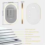 miroir mural ovale moderne or anti buée led 1000 1200 800 mmversible