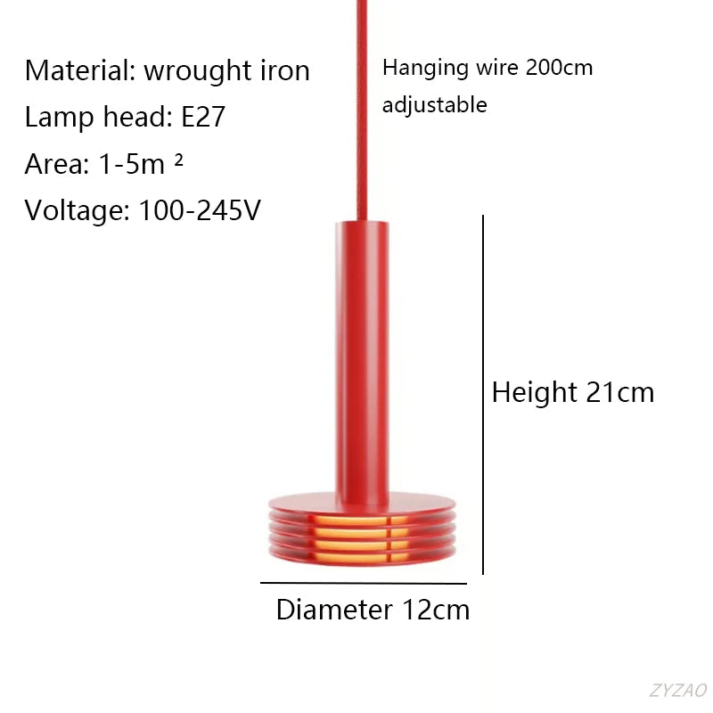lampe suspendue minimaliste moderne rouge noir jaune annulaire salon chambre cuisine