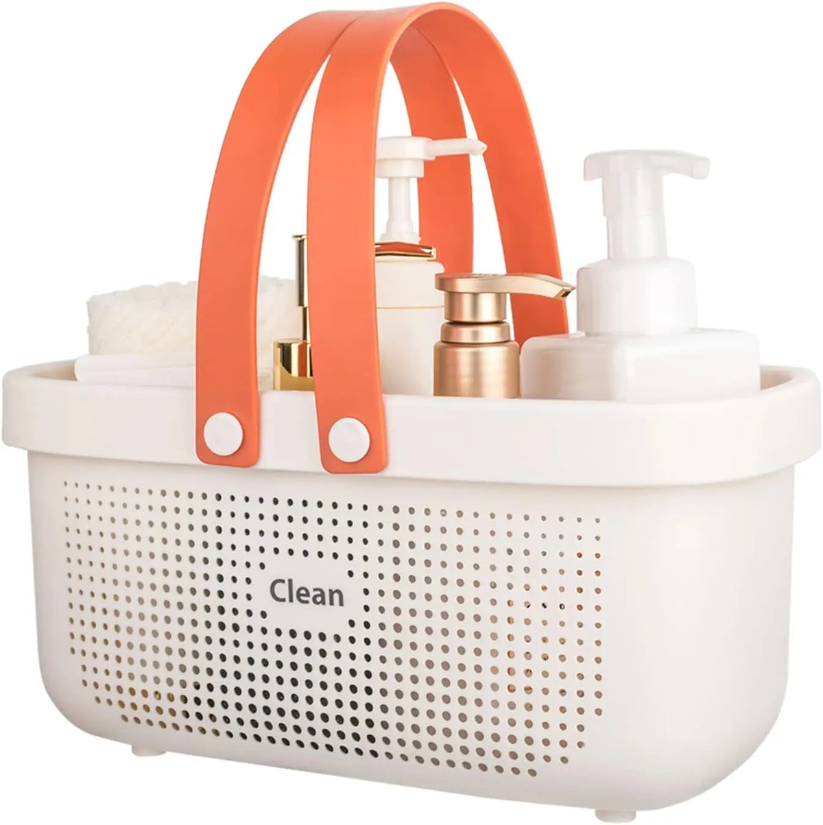 panier rangement réutilisable blanc vert perforé moderne poignées salle bain maison