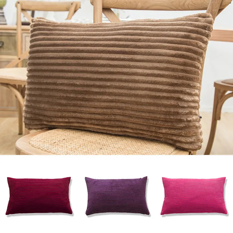 coussin velours rayé marron clair simple imperméable respectueux environnement 30x50cm maison