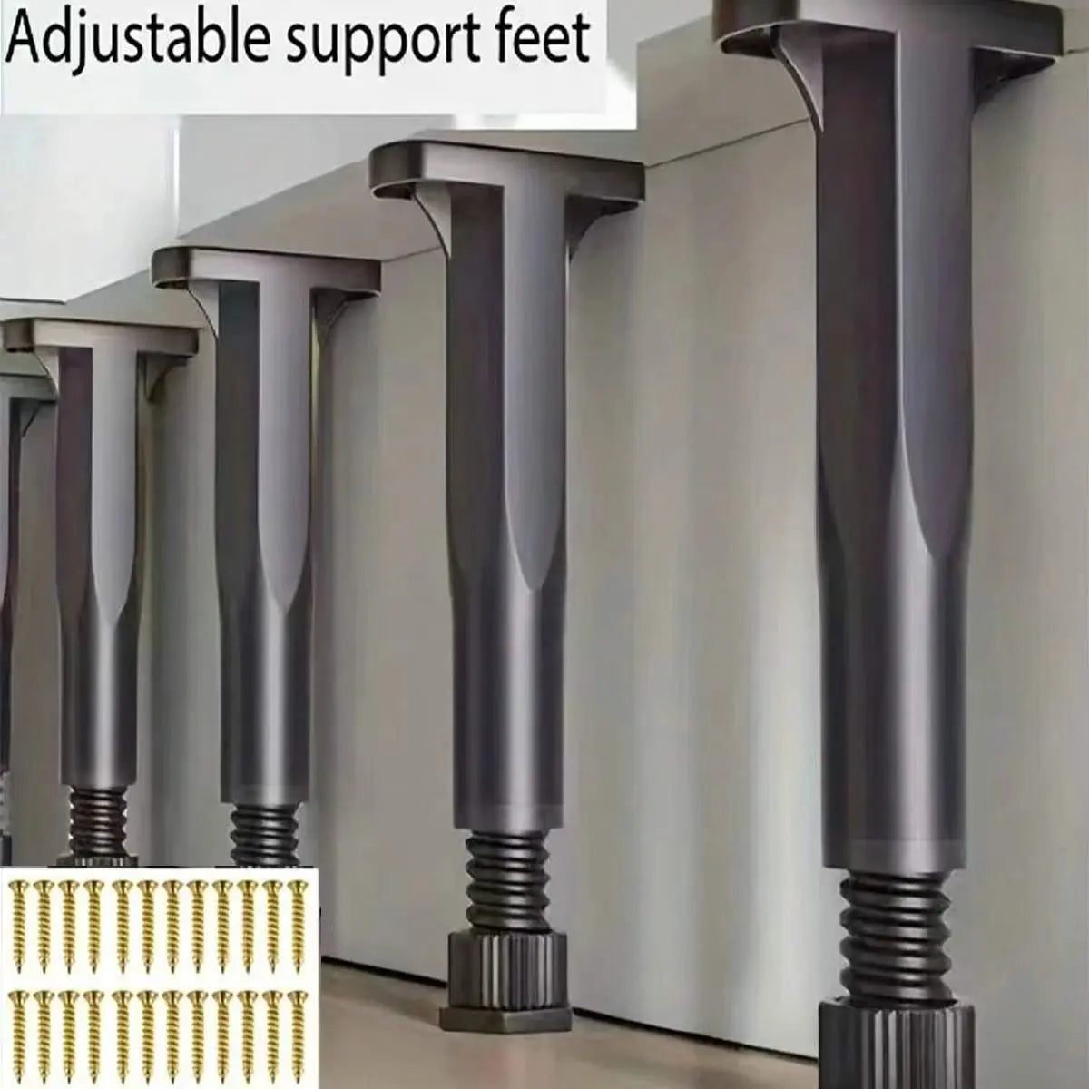 pieds réglables meubles noir vis incluses moderne industrielle fixations multiples tailles dimensions adaptable