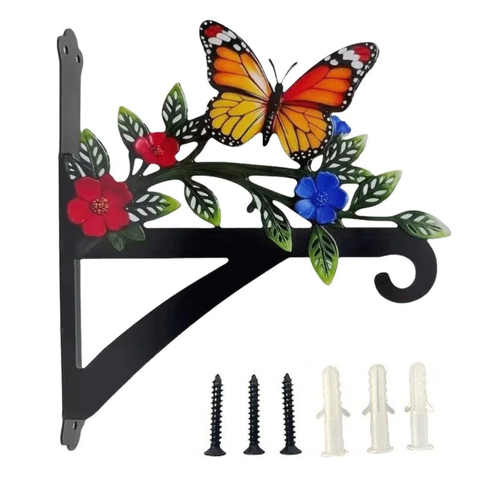 support mural décoratif oiseau papillon fleurs noires artisanal rustique vis clipsextérieurintérieurrésistantrouille