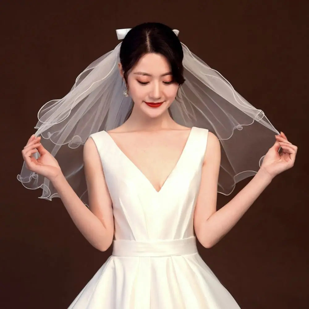 voile mariée blanc tulle fin clips métalliques classique élégant doux translucide simple court