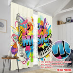 rideau moderne multicolore graphique notes musique opacité 100% polyester deux panneaux vibrant pop art