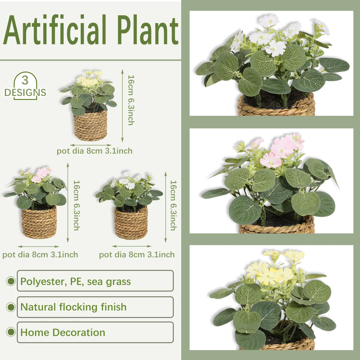 plantes artificielles vertes pot tressé feuilles texturées décoration intérieure rustique blanc marron chambre