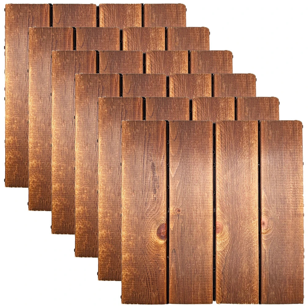 carreaux bois brun foncé grain visible moderne rustique 30cm 30cm fixations noirs 30 pièces