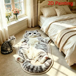 tapis sol chat tigré peluche gris blanc beige doux antidérapant chambre salon maison