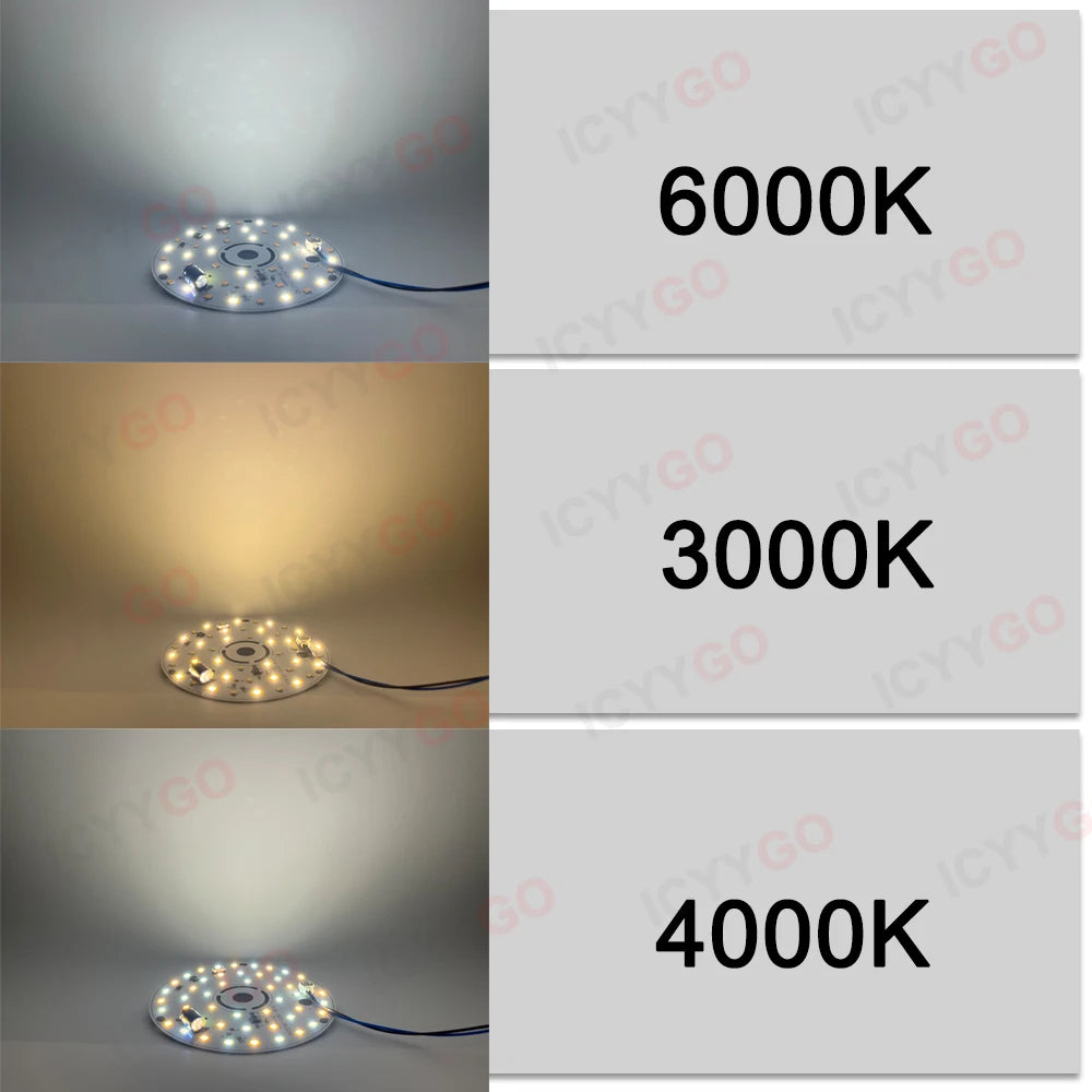 source lumineuse led 12w 24w 36w couleurs blanc moderne rond autoinstallation