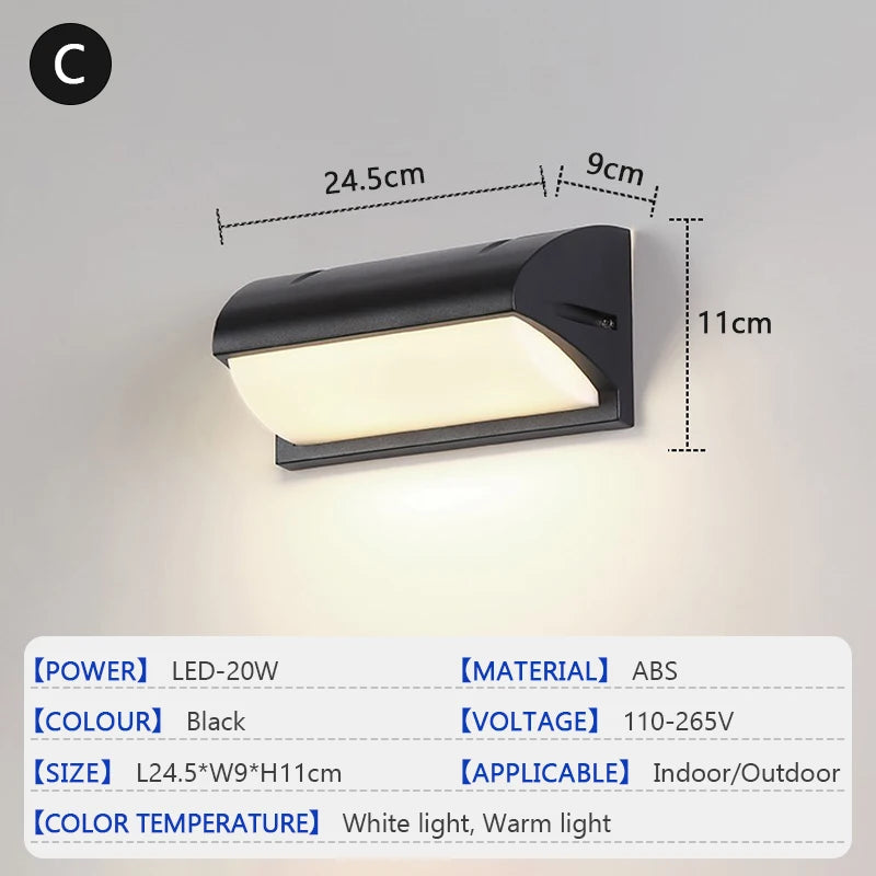 lampe murale moderne sensor motion led noir blanc 85265v ip65 étanche
