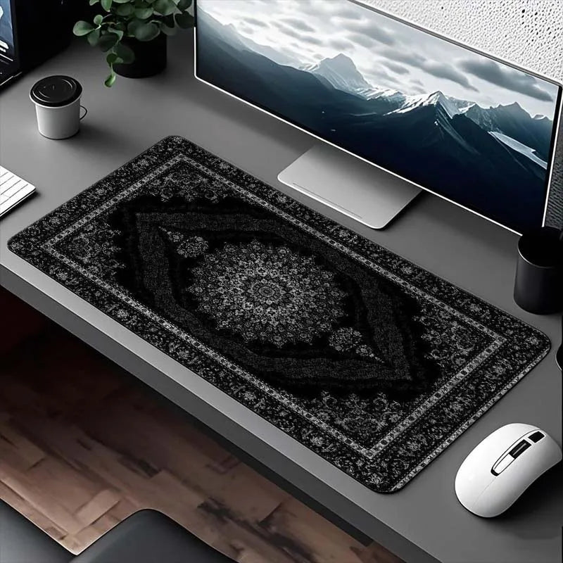 tapis souris moderne élégant noir géométrique antidérapant caoutchouc lisse 30x60cm 40x80cm 40x90cm
