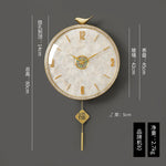 horloge murale moderne or blanc motif marbré cristaux oiseau chinois