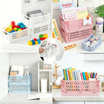 caisse rangement pliable perforée moderne gris rose bleu blanc stockage organisation portable multifonctionnelle