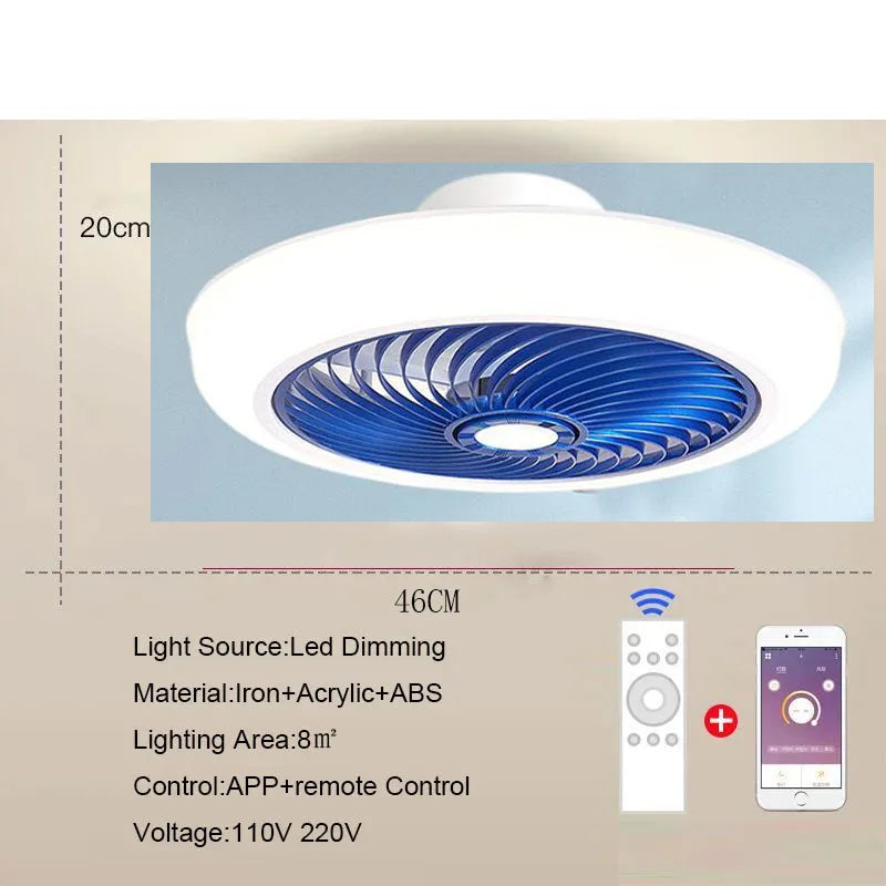 ventilateur lampe led moderne télécommande application mobile 220v certifié ul cqc vde gs