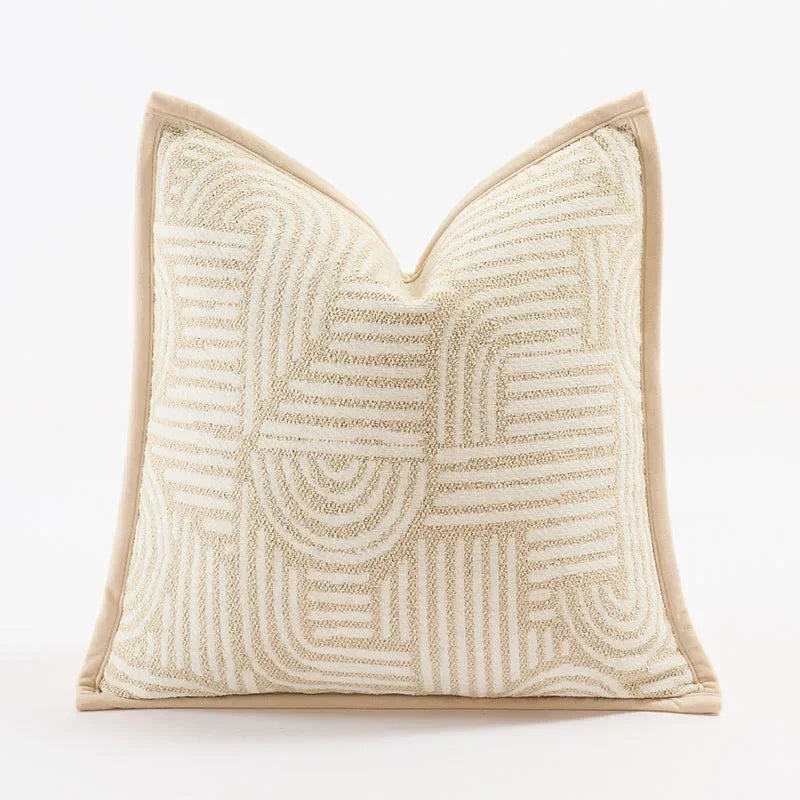 coussins décoratifs géométriques moderne beige crème jacquard fixés maison voiture